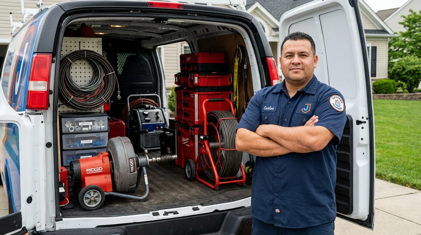 Professional drain cleaning equipment and Johns Plumbing LLC plumber in Mulino