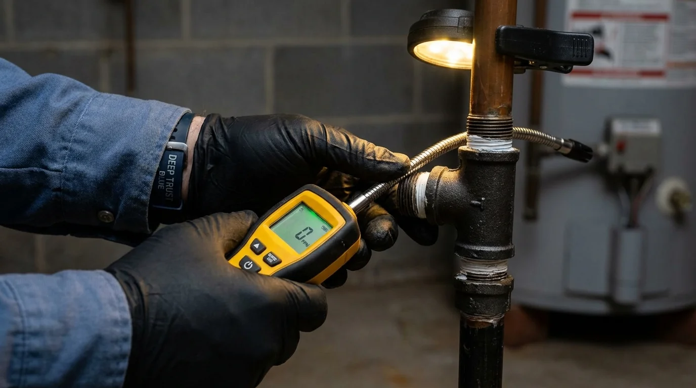 Gas leak detection with electronic sniffer by Johns Plumbing LLC in Mulino