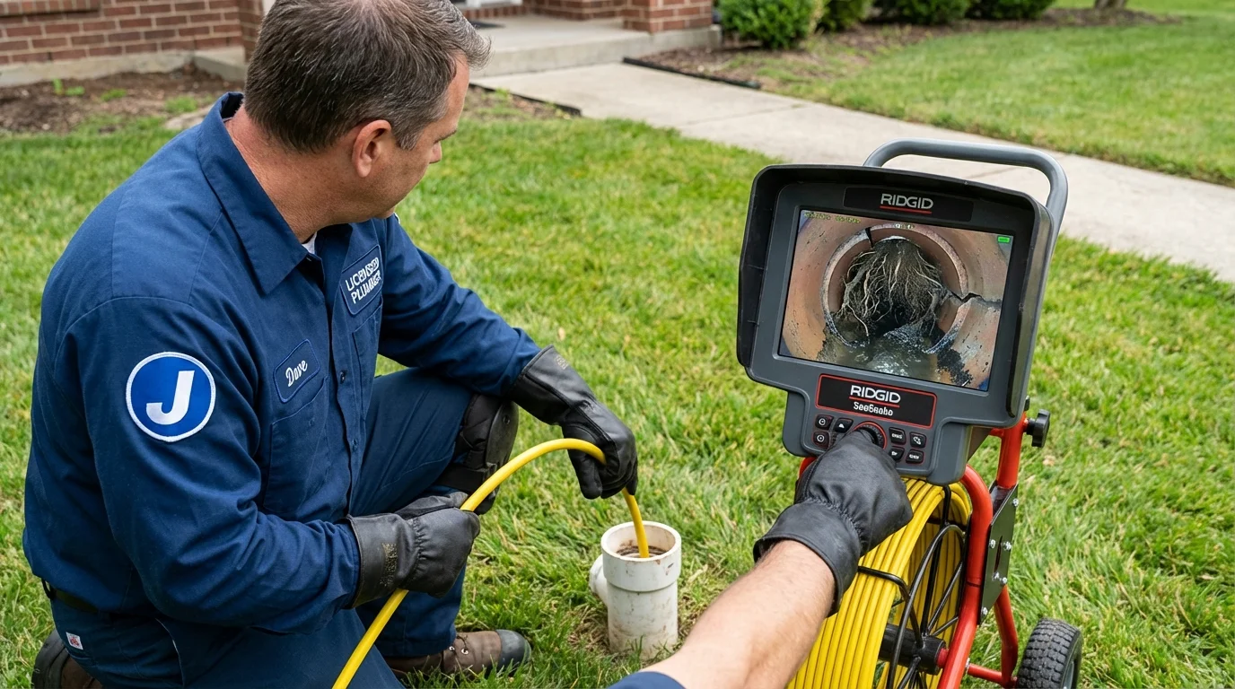 Sewer camera inspection being performed by Johns Plumbing LLC in Mulino