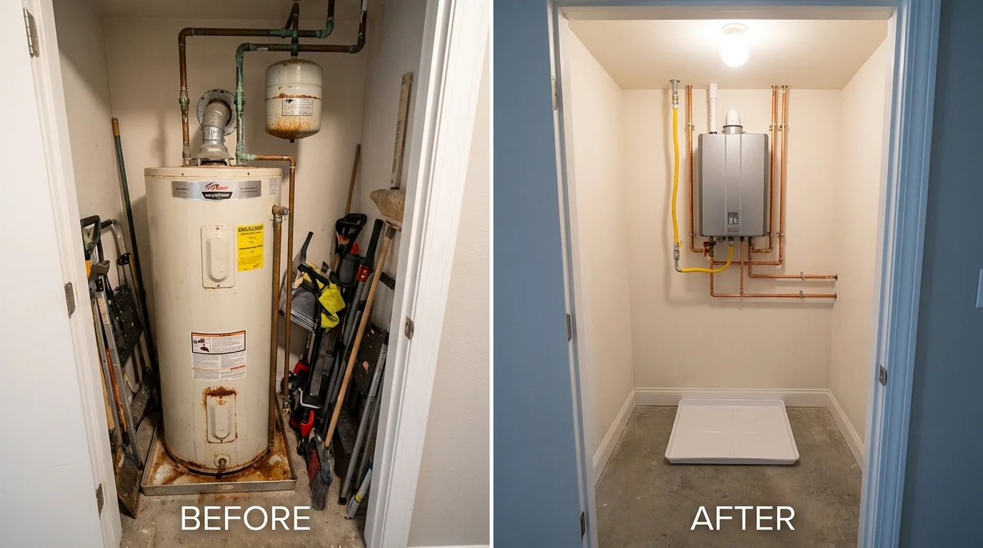 Tank water heater versus wall-mounted tankless unit comparison for Mulino, OR homeowners
